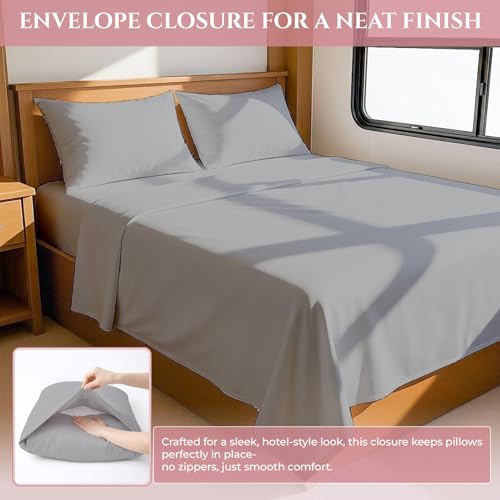 MyGiza Sheets Egyptian Cotton RV King Bed Sheets Set - Light Gray, 400TC, Deep Pockets, 4-Piece