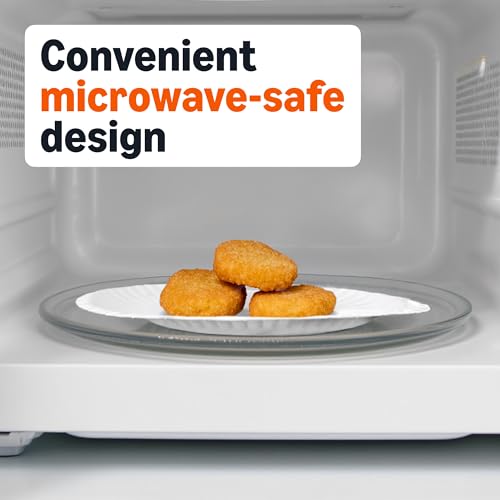 9-Inch Uncoated White Paper Plates - 1200 Count Pack of 12, Microwave Safe, Compostable