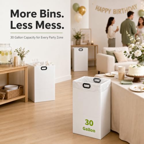 XiaBots 4 Pack Large Collapsible 30-Gallon Disposable Trash Cans for Parties & Events