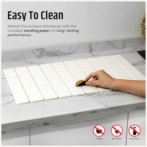 Stone Dish Drying Mat for Kitchen Counter - Fast Absorption & Quick Drying