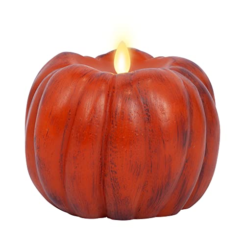 Luminara Flameless Flickering Pumpkin Candle - Antique Orange, 5.25" x 4.5"