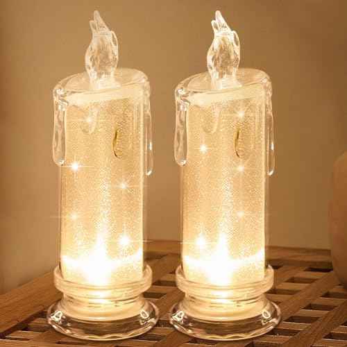 2 PCS LED Flameless Candles,Fake Candle, Battery Operated Candles/Battery Included for Valentine Bedroom Birthday Wedding Christmas Decorations Home Decor