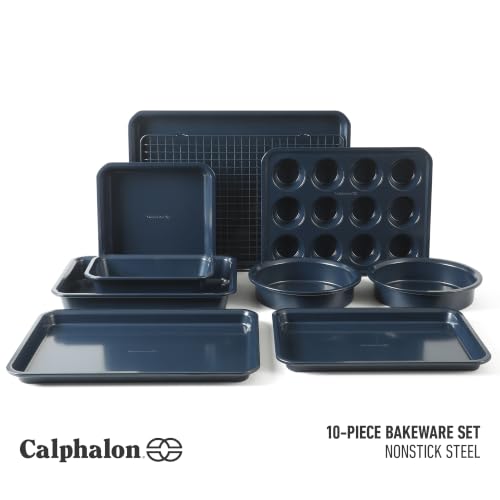 Calphalon Legacy Navy Blue Nonstick Bakeware Set - 10 Pieces, Oven Safe Carbon Steel