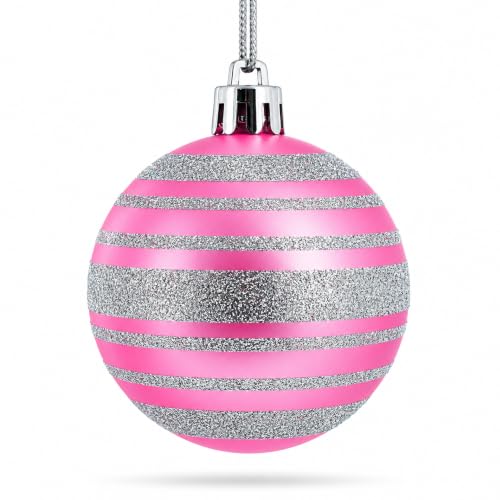 Pink Mini Plastic Christmas Ornaments Set of 40 - Holiday Tree Decorations