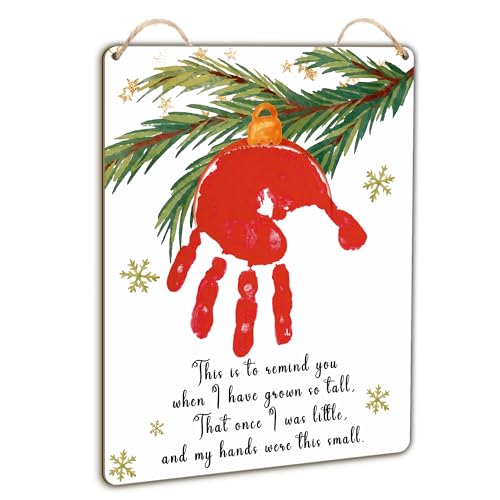 Red Christmas 2024 Handprint Sign My Hands Little Hanging Keepsake DIY Kids Craft