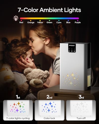 White 95 Oz Water Tank Dehumidifier for Home with Auto Shut Off & 7 Color Night Light