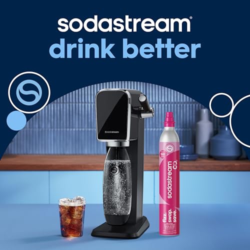 SodaStream ART Sparkling Water Maker Starter Kit Black - Includes CO2 Cylinder & Bottles