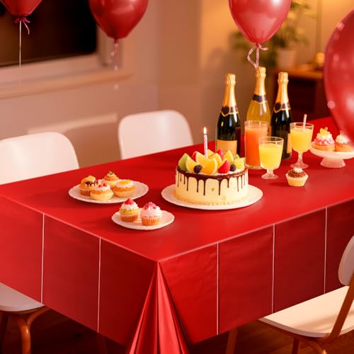 1 Pack Red Metallic Matte Tablecloth 40 x 108 in - Just Shimmer Rectangular