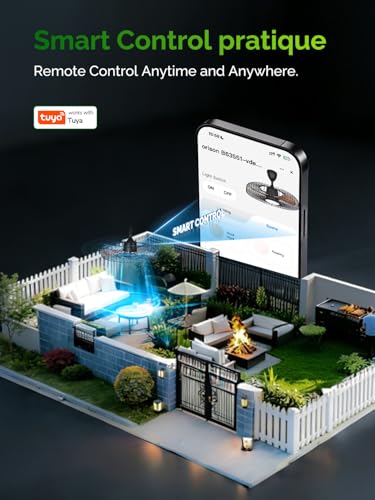Orison 24-Inch Outdoor Ceiling Fan with Lights, Remote & App Control, Weatherproof Gazebo Fan - Regular