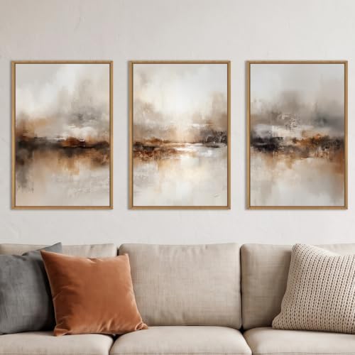 BICERE Abstract Neutral Brown Wood Wall Art - 24x36