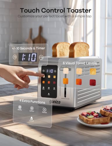 Ganiza 2-Slice Touchscreen Smart Toaster - Wide Slot, Stainless Steel