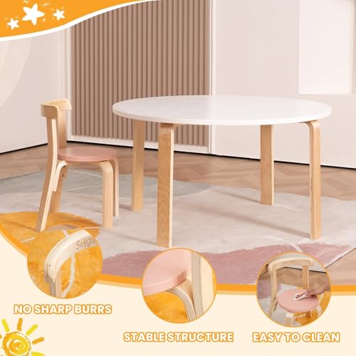 Swegrow Set of 4 Multi-Color Wooden Kids Chairs - Toddler & Preschool Stacking Furniture