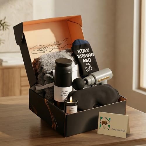 HomeHarbor Men's Get Well Care Package with Massage Gun, Socks & Blanket
