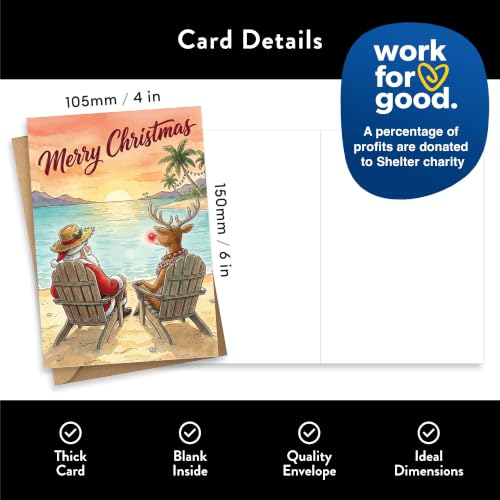Old English Company 20 Christmas Cards with Santa & Rudolph - Festive Holiday Bulk Set with Envelopes