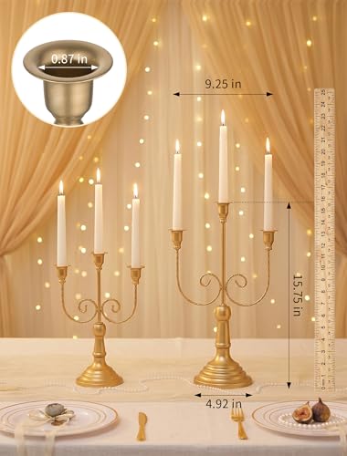 Romadedi 15.7-Inch Gold Candelabra Set of 2 Wedding & Holiday Centerpieces