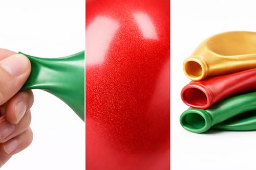 DREAM DECOR Celebrating Life's Moments Red Green Gold Balloon Kit - 50 Assorted Latex Balloons for Christmas & Parties