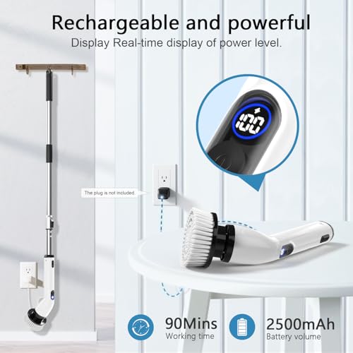 TUYU Electric Spin Scrubber Black – Cordless Bathroom & Home Cleaning Brush