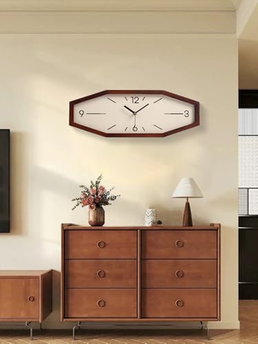 Brown Wooden Retro Wall Clock 18 Inch Square Rectangular Design