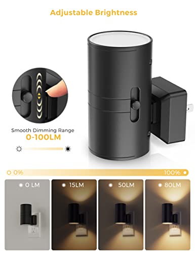 LED Night Light Plug in Dimmable 3000K Soft White 4 Pack - Wall Mount, Sensor