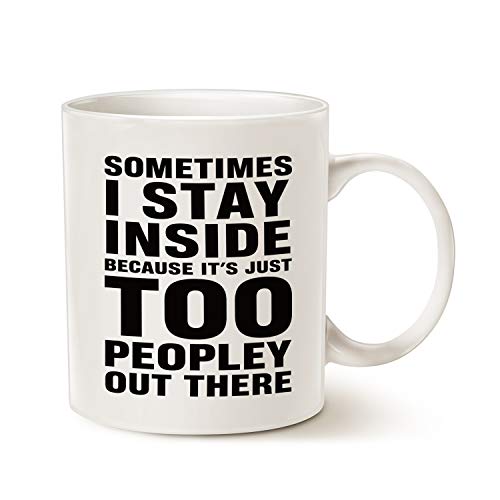 MAUAG 12oz Funny Introvert Coffee Mug - Stay Inside Gift, White Ceramic