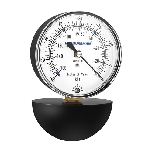 Vacuum Suction Gauge Water Lift Meter for Household & Central Systems - 0-160 Inches