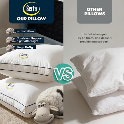 Serta King Size Bed Pillows Set of 2 - Medium Soft Support, White