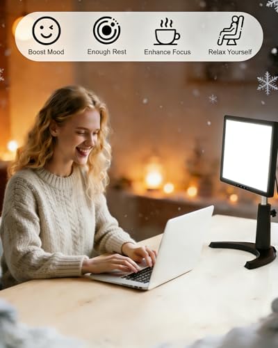 MirthSip Black 12000 Lux Full Spectrum UV-Free Light Therapy Lamp - Desk Light