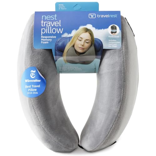 Travelrest Nest Memory Foam Neck Pillow - Grey Travel Support