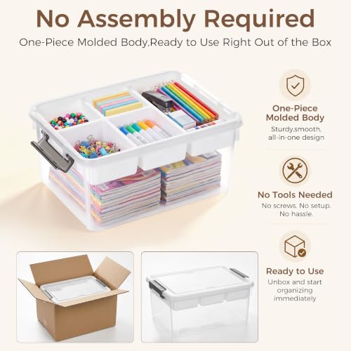 Citylife 17QT Clear Craft Storage Box with Removable Tray - 17 Qt, 1 Pack