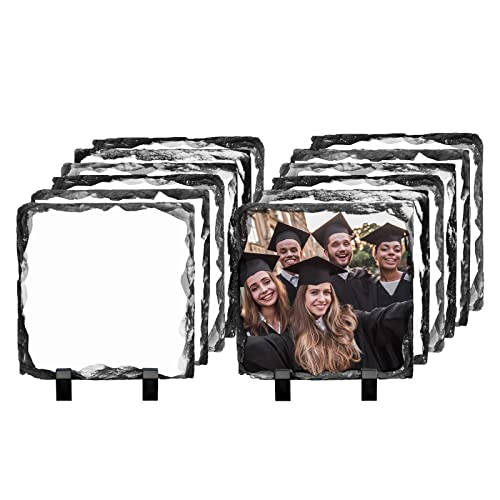 PYD Life 12 Pack Sublimation Blanks Photo Slates Frame Rock 5.5" x
