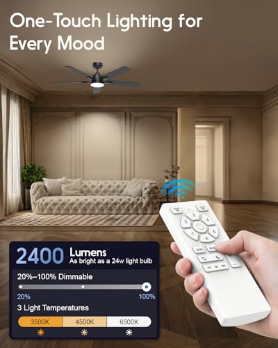 52-Inch Smart Ceiling Fan with Lights Black and Brown - Alexa, Remote, App Control