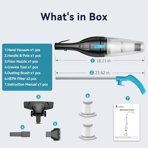 Corded 4-in-1 Lightweight Vacuum Cleaner with 15Kpa Suction - Light Blue