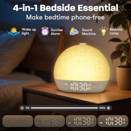 Wake Up Light Sunrise Alarm Clock with White Noise - Yellow Variation