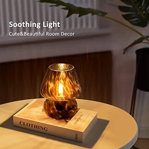 Black Mushroom Lamp Set of 2 Vintage Dimmable Table Lamps for Bedroom Living Room