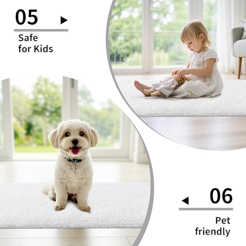 Disolla White Bathroom Rug 24x36 Microfiber Non-Slip Plush Bath Mat - Thick & Absorbent