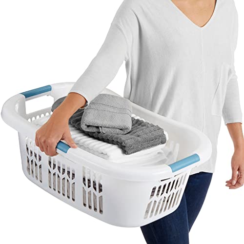 XL Hip-Hugger Laundry Basket - 2.1 Bushel White with 3 Handles - Rubbermaid Variation