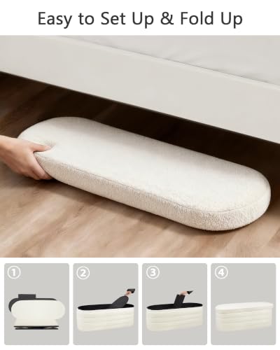 43-Inch White Sherpa Storage Ottoman Bench, Modern Footrest & Seat