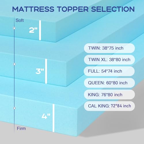 VALUXE Twin XL Mattress Topper 3 Inch Cooling Gel Memory Foam
