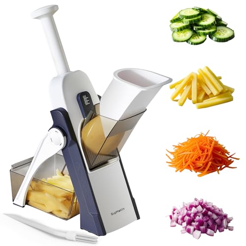 SupMaKin Blue Adjustable Mandoline Slicer for Kitchen - 0.1-8mm Thickness