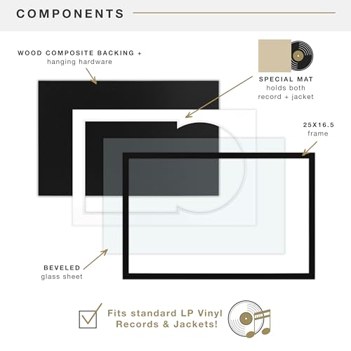 MCS Double Mat Record Album Frame 16.5x25 Black with White Mat - 1 Pack