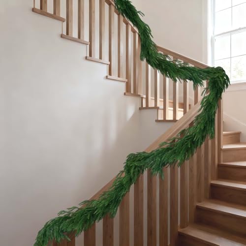 15FT Norfolk Pine Garland - Extra Full Real Touch Holiday Decor for Indoor & Outdoor Use, by Tixiquns