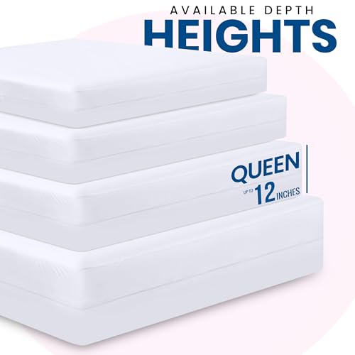 Queen Waterproof Zippered Mattress Protector Set of 2 - 12 Inch Deep Pocket