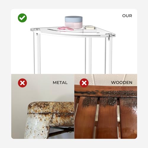 Acrylic Corner Shower Stool - Clear Small Shower Bench for Shaving & Seating, 11.81"D x 11.81"W x 18.11"H, Waterproof & Heavy Duty Variation of THIS listing
