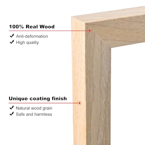 Natural Solid Wood 11x14 Picture Frame Set with Mat and Acrylic Plexiglass - Wall & Tabletop Display - Variation: Natural / 11x14