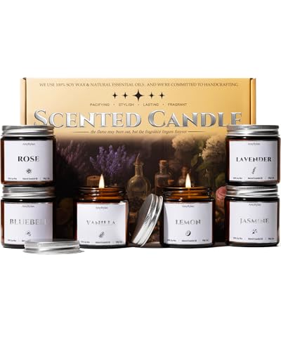 6 Pack Soy Wax Scented Candles Gift Set - Long Burn Time, Natural Aromatherapy