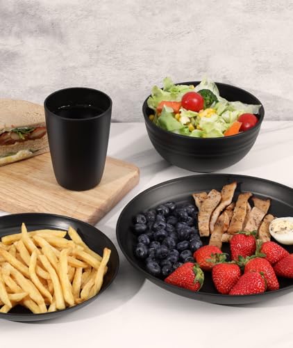 Black 32-Piece Dinnerware Set for 8 - Plates, Bowls, Cups, Service