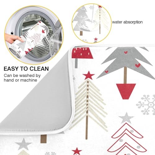 Nander Christmas Tree Dish Drying Mat 16x18 Inches for Kitchen Counter, Holiday Decor