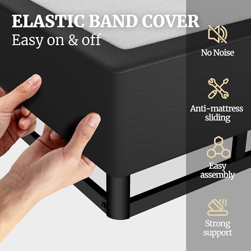 Full Size 10 Inch Heavy Duty Metal Box Spring - Supports 3000 lbs, Noiseless Foundation