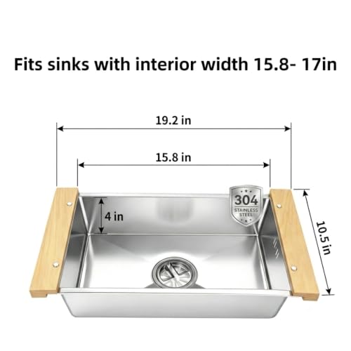 Stainless Steel Over Sink Colander & Dish Basin Set - Fits 15.8-17in Sinks