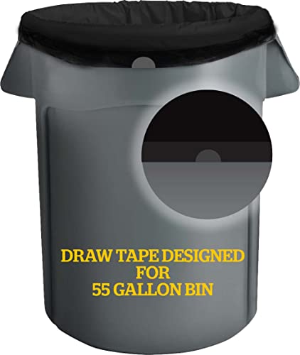 Ultrasac 45-55 Gallon Black Trash Bags with Drawstrings - 100 Pack, Fits Rubbermaid Brute Cans